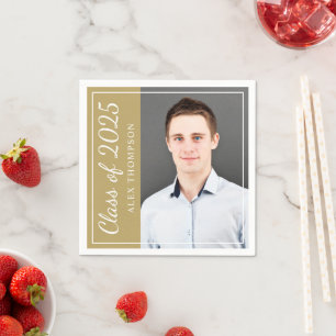 Class of 2025 Antique Gold Graduation Party Photo Napkins