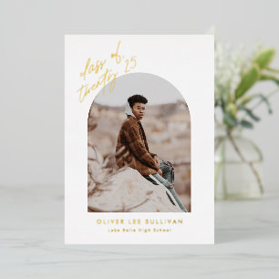 Class of 2025 Arch Photo Graduation Gold Foil Invitation