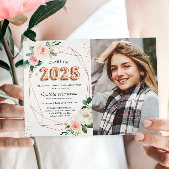 Class of 2025 Balloon Letters Photo Graduation Invitation (Creator Uploaded)