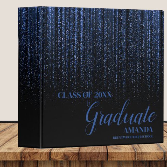 Class Of 2025 Black Blue Glitter Graduation 3 Ring Binder (Creator Uploaded)