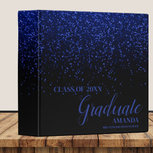 Class Of 2025 Black Blue Glitter Graduation 3 Ring Binder