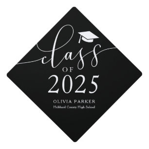 Class of 2025 Black Graduation   Graduation Cap Topper