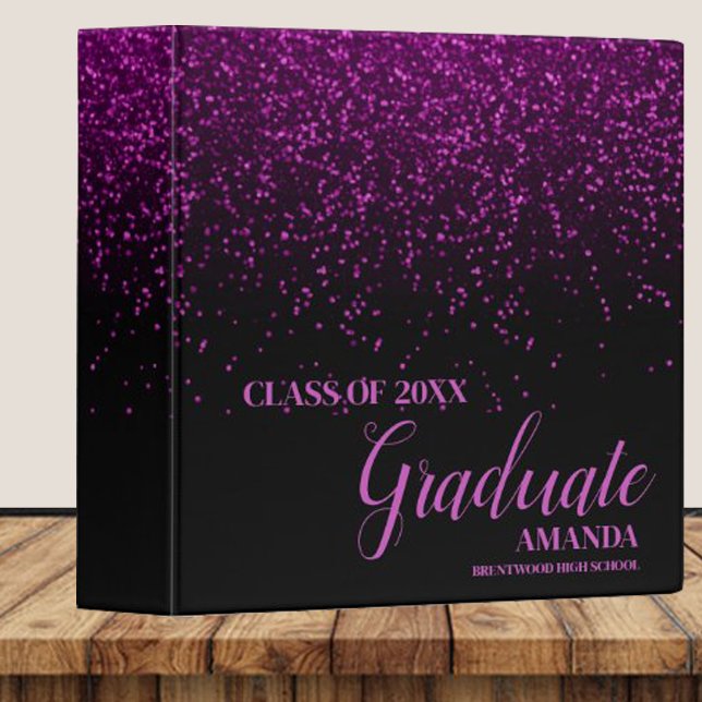 Class Of 2025 Black Purple Glitter Graduation 3 Ring Binder (Creator Uploaded)