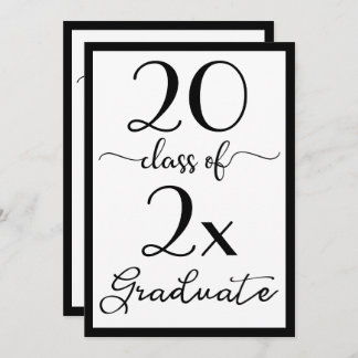Class Of 2025 Black White Script Graduation Party Invitation