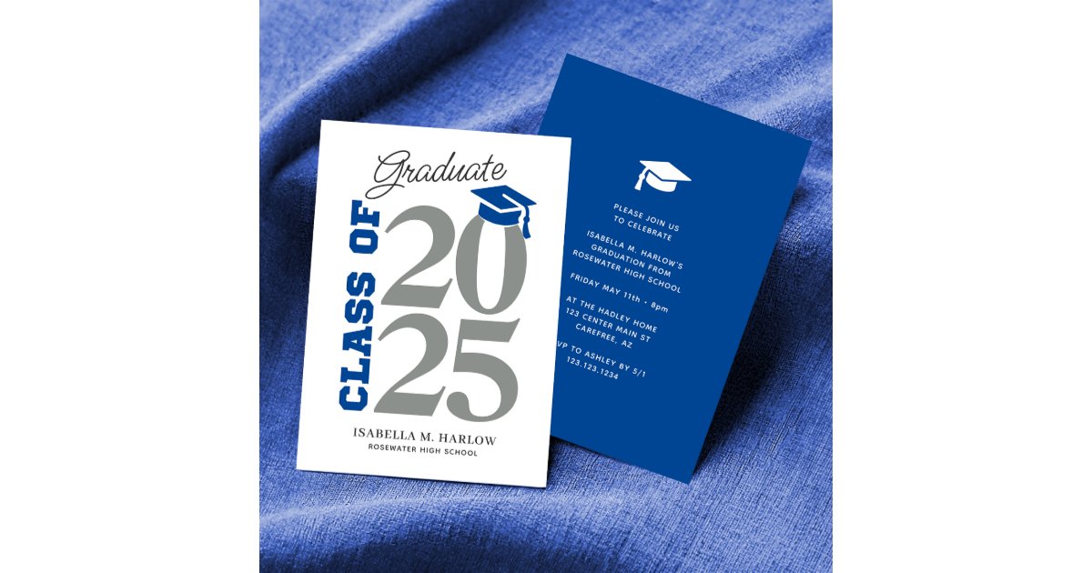Class of 2025 Blue and Gray Graduation Invitation