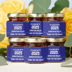 Class of 2025 Blue and White Graduation Favor Honey Jar Favors