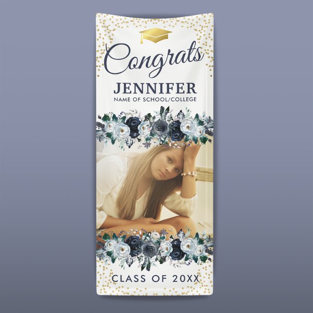 Class of 2025 Blue Floral Graduation Door Banner (Creator Uploaded)