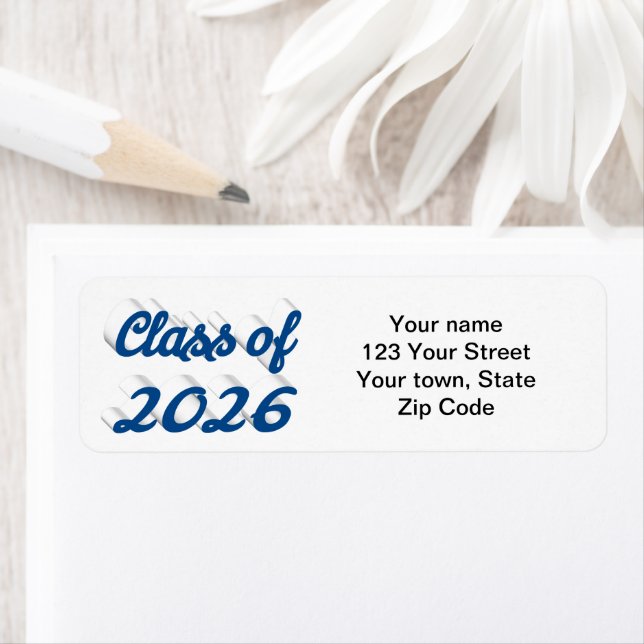 Class of 2025 blue script graduation label (Insitu)
