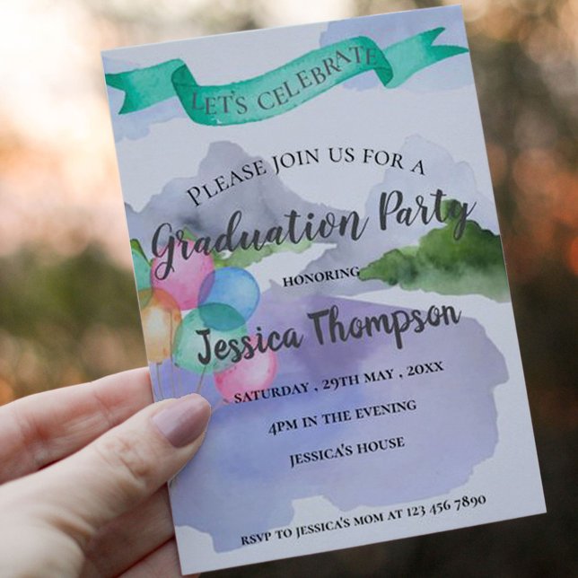 Class Of 2025  Blue Watercolor Graduation Party Invitation (Creator Uploaded)