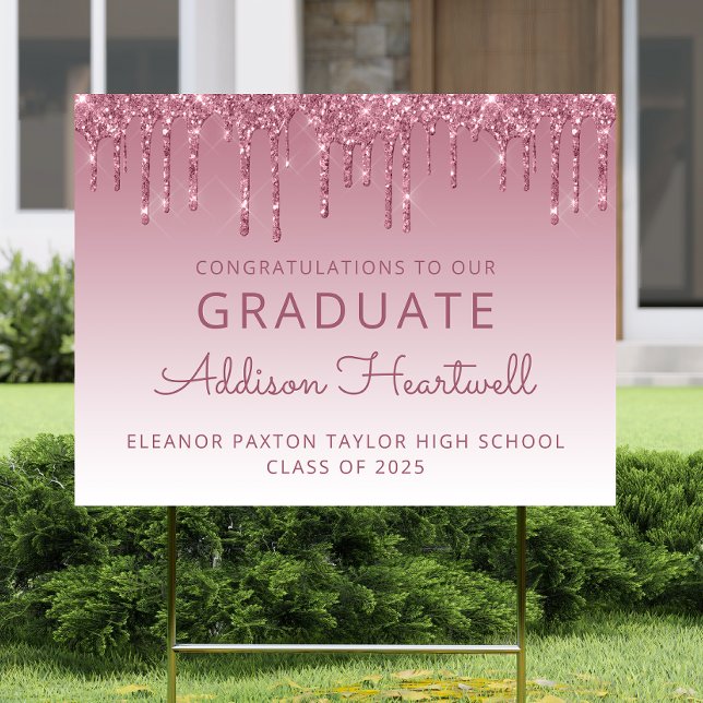 Class of 2025 Burgundy Glitter Graduation Yard Sign (Creator Uploaded)