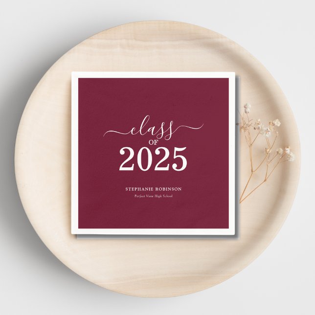 Class of 2025 Burgundy Graduation Party Napkins (Creator Uploaded)