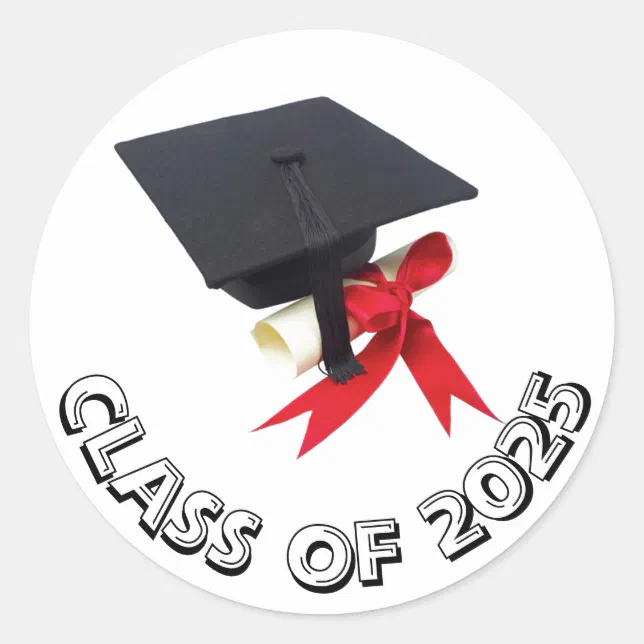 Class of 2025 Cap and Diploma Sticker by Janz | Zazzle