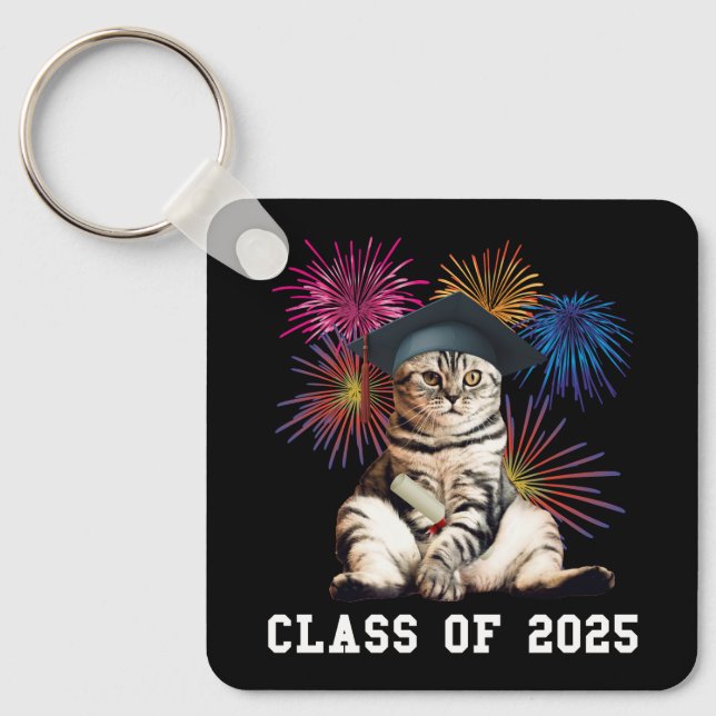 Class of 2025 Cat Lover Keychain (Front)