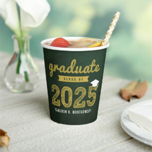 Class Of 2025 Chalkboard Sketch Graduation Party Paper Cups