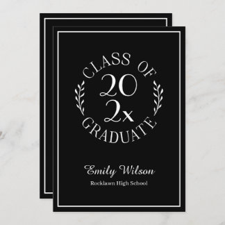Class Of 2025 Chic Black Graduation Party Invitation