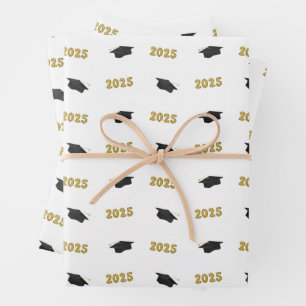 Class of 2025 Classic Grad Cap and Balloons Wrapping Paper Sheets