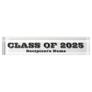 Class of 2025 Clear Black Paperweight by Janz Desk Name Plate