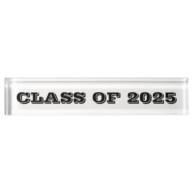 Class of 2025 Clear Black Paperweight by Janz Desk Name Plate (Front)
