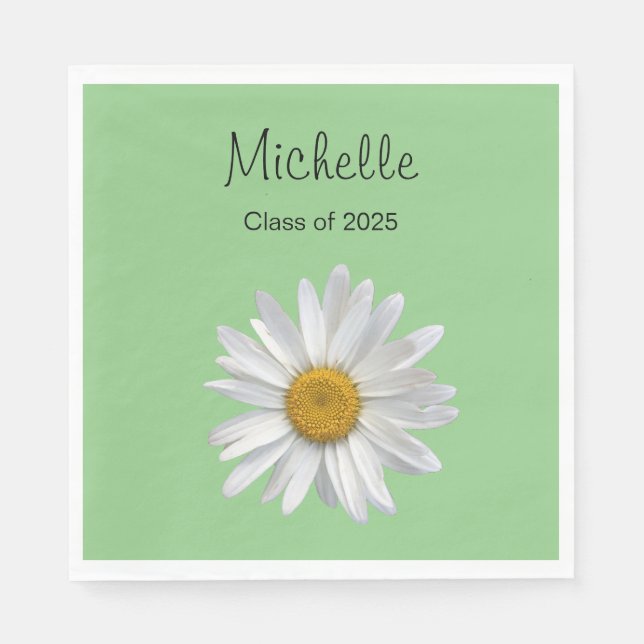 Class of 2025 Daisy Green Graduation Party Napkins (Front)