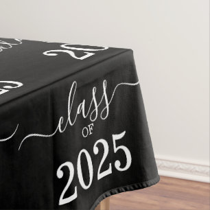 Class of 2025 Elegant Black and White Tablecloth
