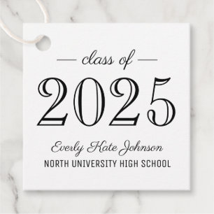 Class of 2025 Elegant Black White Graduation Party Favor Tags