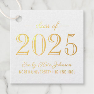 Class of 2025 Elegant Graduation Party Gold Foil Favor Tags