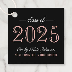 Class of 2025 Elegant Rose Gold Graduation Party Favor Tags