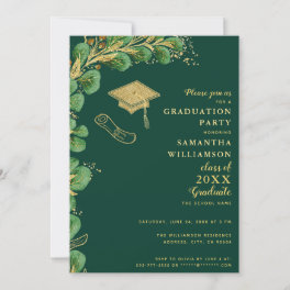 Class of 2025 Emerald Green and Gold Graduation Invitation