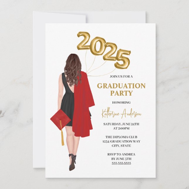 Class of 2025 Female Photo Graduation Party Invitation (Front)