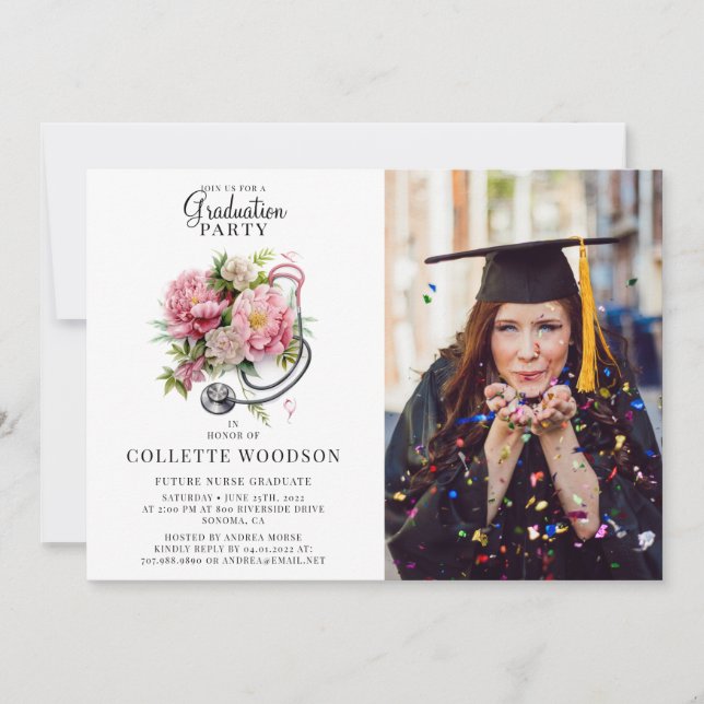 Class Of 2025 Future Nurse Graduation Photo Party  Invitation (Front)