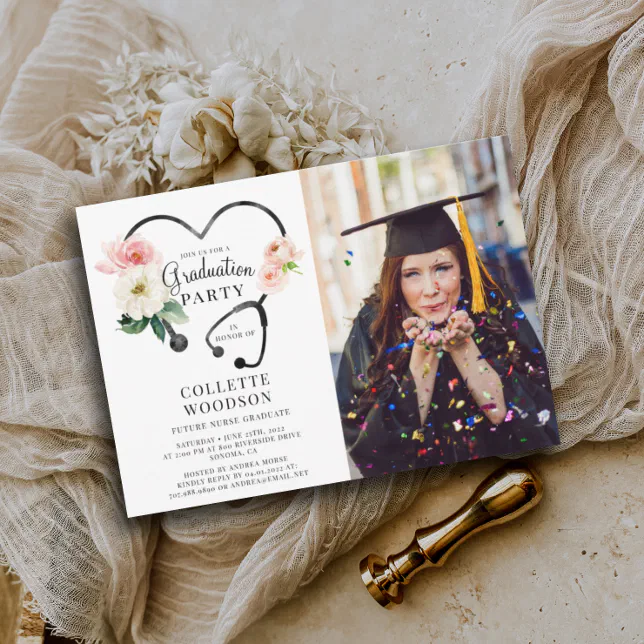 Class Of 2025 Future Nurse Graduation Photo Party Invitation Zazzle