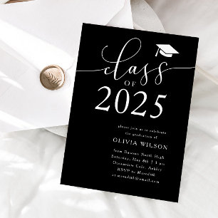 Class of 2025 Gold and Black Graduation Party Invitation