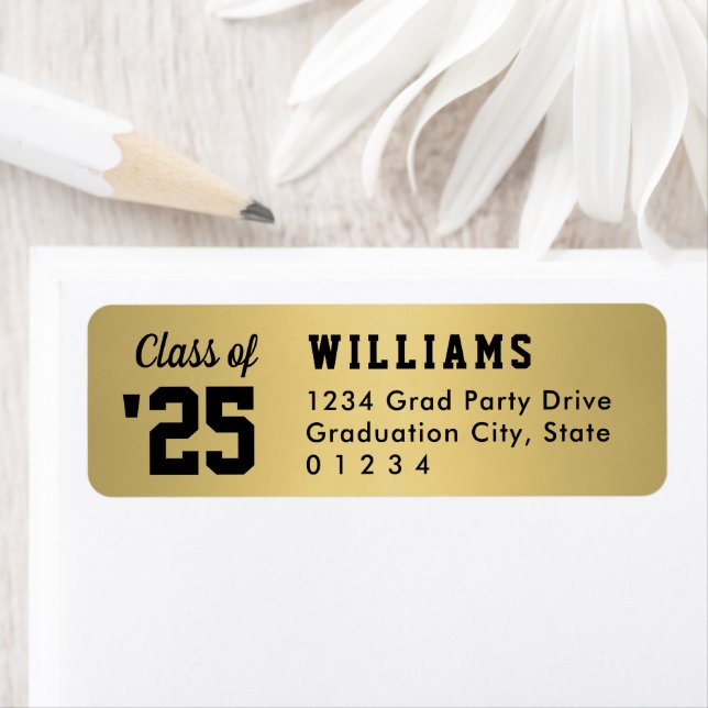 Class of 2025 Gold Black Return Address Label (Insitu)