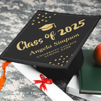 Class of 2025 Gold Brush Script Stunning Graduatio Graduation Cap Topper