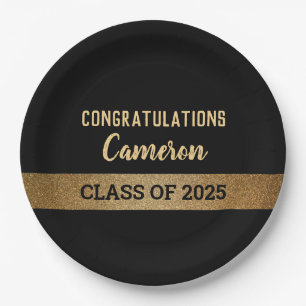 Class of 2025 Gold Congratulations Graduate  Paper Plates