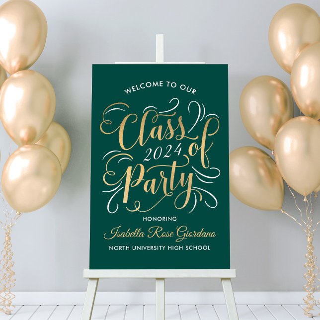 Class of 2025 Gold Green Graduation Party Welcome Foam Board (Creator Uploaded)