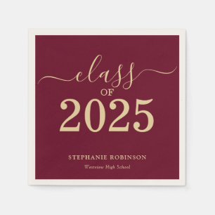 Class of 2025 Gold Maroon Graduation Party Napkins