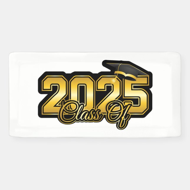 Class of 2025 Gold Numbers Graduation Banner (Horizontal)