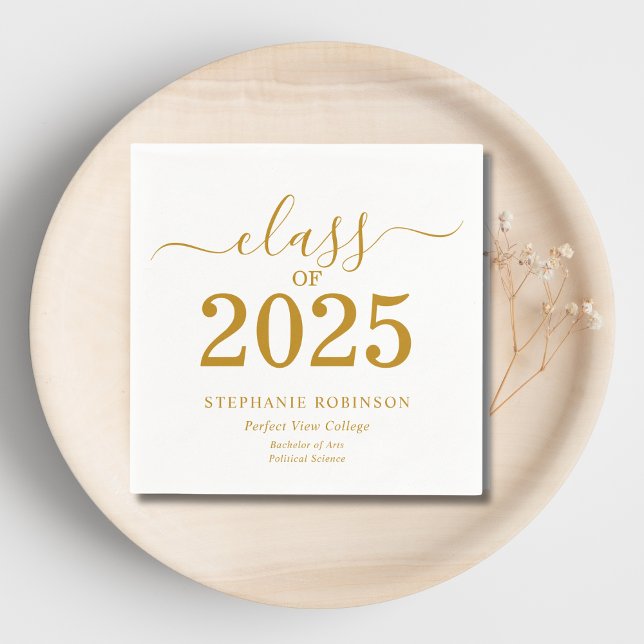 Class of 2025 Gold Script College Graduation  Napkins (Creator Uploaded)