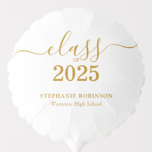 Class of 2025 Gold Script Graduation  Balloon
