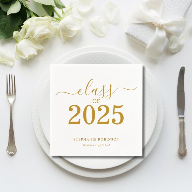 Class of 2025 Gold Script Graduation  Napkins (Creator Uploaded)