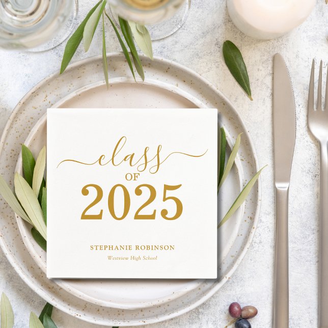 Class of 2025 Gold Script Graduation  Napkins (Creator Uploaded)