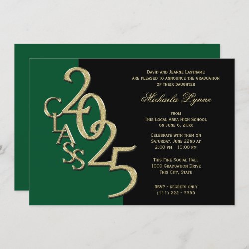Class of 2025 Grad Gold with Color Option Invitation