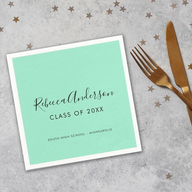 Class of 2025 Grad Mint Green Graduation Napkins (Creator Uploaded)