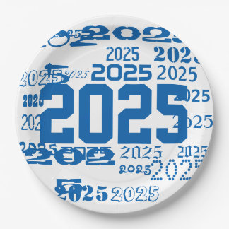 Class Of 2025 Grad Pattern Graduation Year Paper Plates