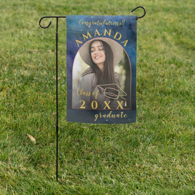 Class of 2025 Grad Photo Graduation Announcement Garden Flag (In SItu)