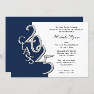 Class of 2025 Grad Silver with Color Option Invitation