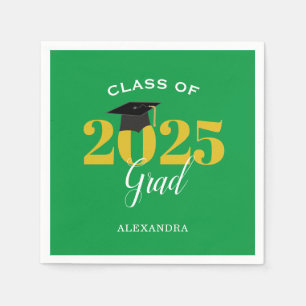 Class of 2025 Grad Simple Green and Gold Napkins