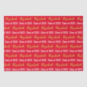 Class of 2025 Grad's Name Red Black White Gold Tissue Paper
