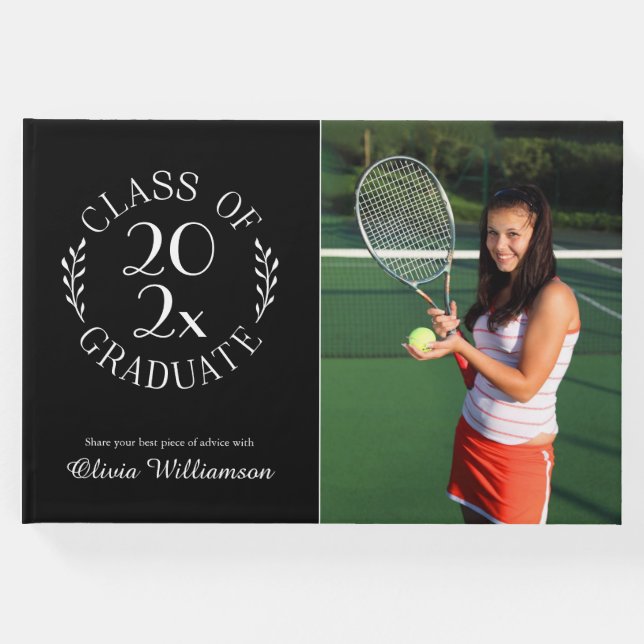 Class of 2025 Graduate Black 2 Photo Graduation Guest Book (Front)